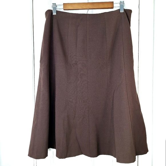 Avalin Brown Flowy A-Line Midi Skirt Sz 12 - Picture 2 of 10